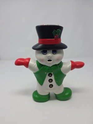 Vintage Naughty or Nice Hand Painted Christmas Snowmen 2-Sided Ceramic 8'' Figure