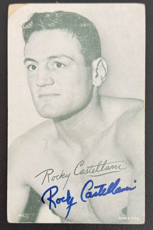 ROCKY CASTELLANI Autographed Signed 1950's Exhibit Card Boxer Died 2008