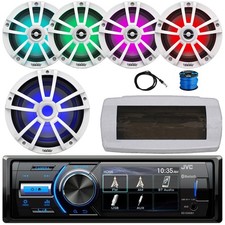 JVC Single-DIN Boat Receiver, 4x 6.5" 225W Peak Speakers, 10" 750W Max Subwoofer