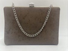 Vintage Brown Clutch with Chain Strap and Decorative Clasp