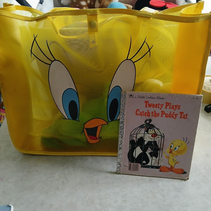 Vintage Tweety Bird Lot – Warner Bros Mesh Bag + 1975 Little Golden Book!