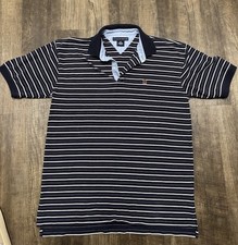 Tommy Hilfiger Men  s Polo Shirt XL Navy Stripe 100 Cotton Short Sleeve
