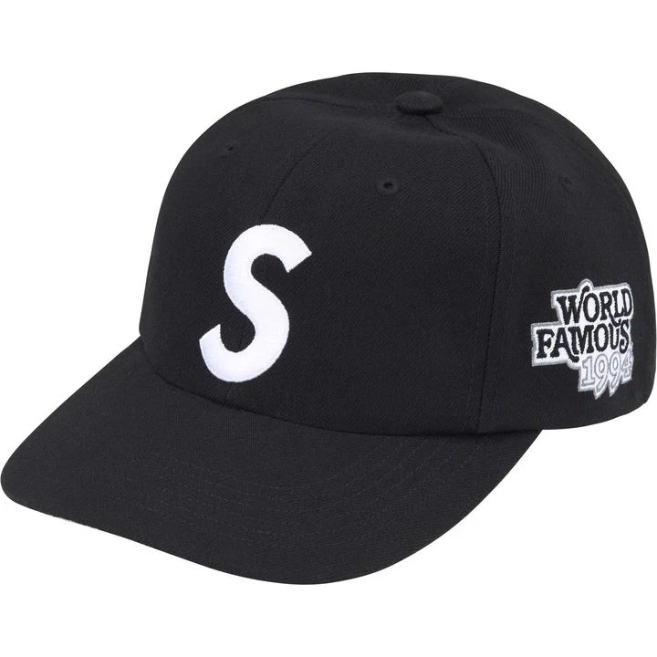 Supreme World Famous S Logo 6 panneaux noir   PRÊT À EXPÉDIER