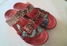 L' ARTISTE SPRING STEP LEATHER SANDALS AJUSTABLE STRAPS CAIMAN PRINT EU 37