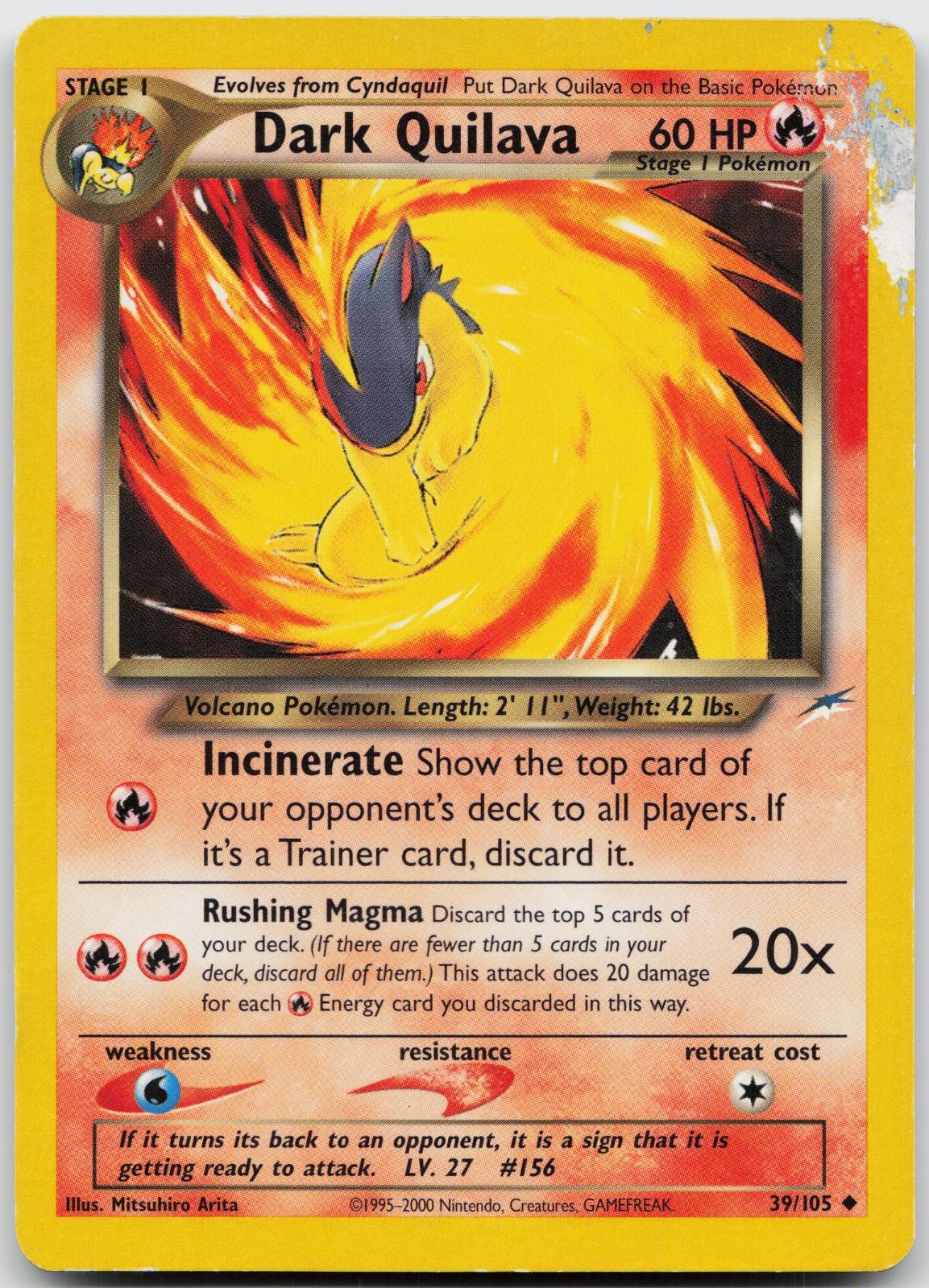 Dark Quilava 39/105 Uncommon Neo Destiny Pokemon Unlimited Damaged