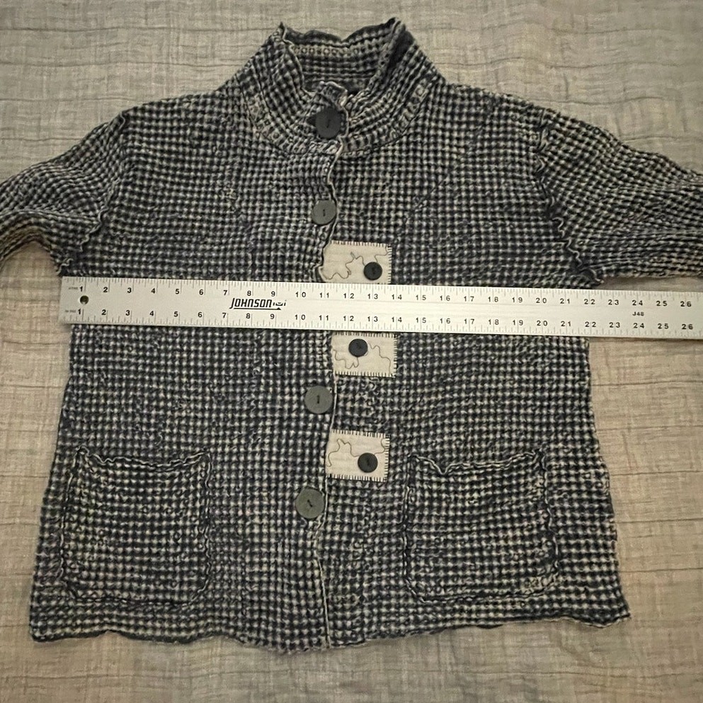 Cottagecore Patchwork Waffle Knit Button Light Ja… - image 6