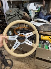 Lecarra Made In Italy 14 Polished Spoke Steering Wheel - Beige Lecarra Made In Italy 14 Polished Spoke Steering Wheel - Beige