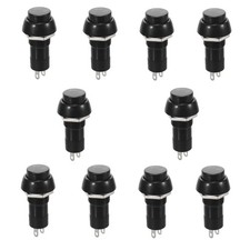 10x On/Off Push Button Switch Bolt-On Black Locking/Latching Car 12VDC 125VAC/3A