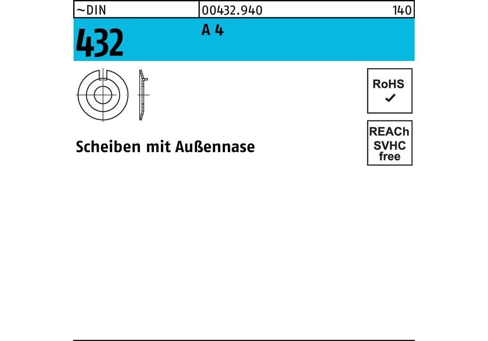 Рейхсканцлер Scheibe DIN 432 m.Außennase 19 A 4