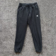 Adidas Originals Men's Large Trefoil Essentials Black Fleece Joggers Sweatpants