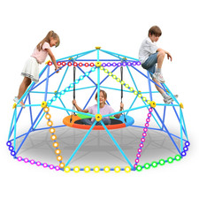 10FT Dome Climber Jungle Gym For Kids Outdoor 880lb Metal Playset With Swing