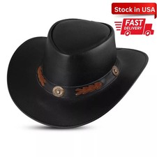 Shapeable Western Style Leather Cowboy hat Men - Women Wide Brim Vintage