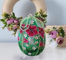 Beaded Embroidery Kit Easter Egg "Delicate viola" Holiday DIY Decor