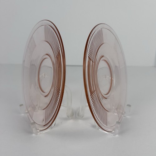 Set Of 2 Anchor Hocking Old Cafe Pink Depression Glass Saucers, 6.5” - Picture 4 of 8