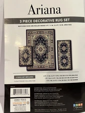 Ariana 3 Piece Decorative Rug Set Navy Blue 5x7, 2x3, 2x5