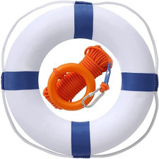 20 Inch Life Preserver Ring with Water Floating Lifesaving Rope 98.4FT Set, Swim