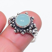 Aqua Chalcedony Gemstone 925 Sterling Silver Jewelry All Size Ring For Gift