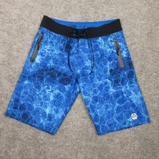 Pelagic Swim Trunks Mens 32 Blue Geometric Shorts Bathing Suit Hydro-lite Pro