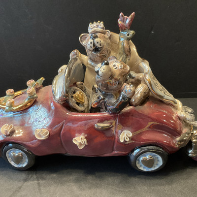 Blue Sky clayworks Bride n Groom Just Married, Workng Music Box Heather Goldminc