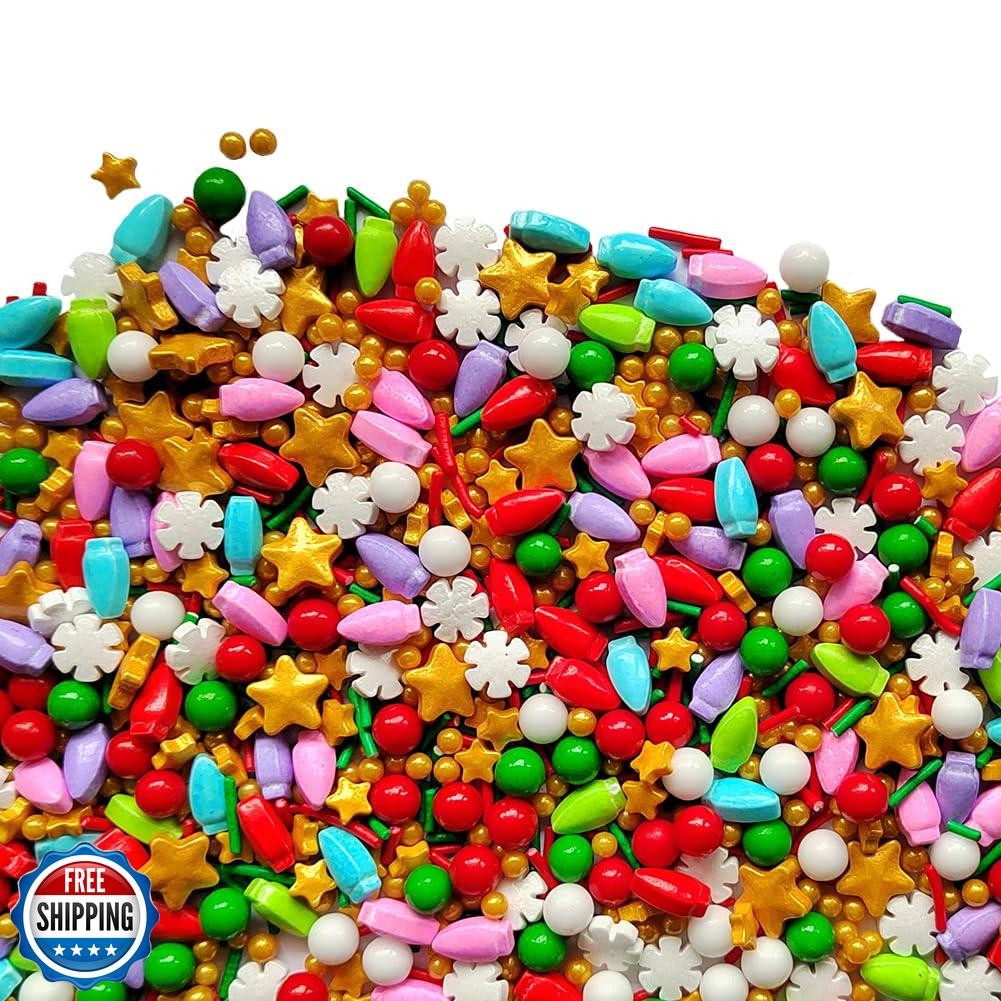 Eastron 1 Bottle Edible Christmas Sprinkles Decorating - Christma