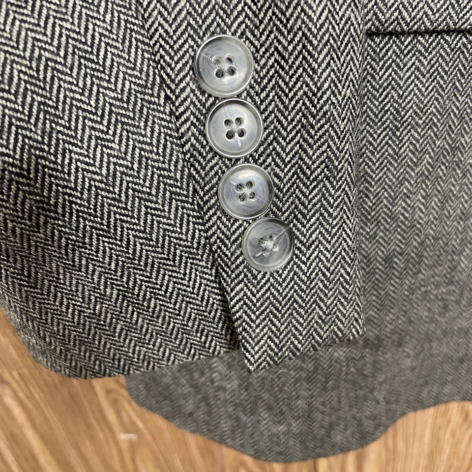 Abrigo deportivo Stafford para hombre 44S gris multicolor espiga 100 % lana tres botones Foto 4 de 4