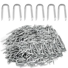 300 pcs Wire Staples, Fence Stapless, Steel 3.94 x 7.09 x 0.1 inches, Silver