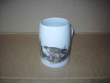 Bierkrug  F. Reimann  Jagdmotiv Bussard ? ca. 13x9,5cm Made in GDR top Zustand