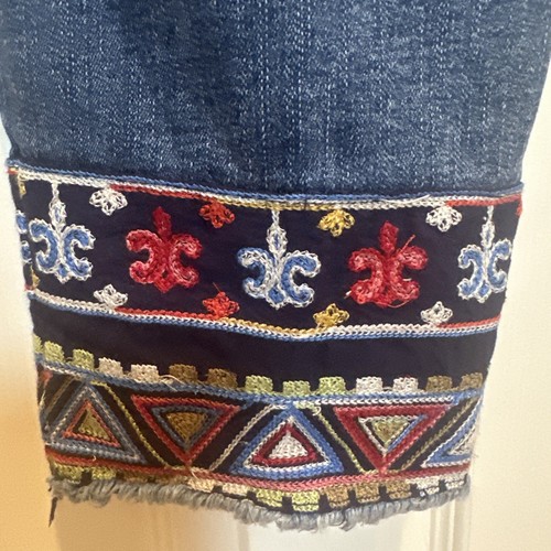 John Mark Embroidered Denim Pants Jeans Size 16 Raw Hem - Picture 12 of 20