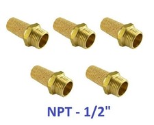 5 Pcs, Brass Silencer Connector 1/2" NPT Pneumatic Air Valve Muffler Fitting