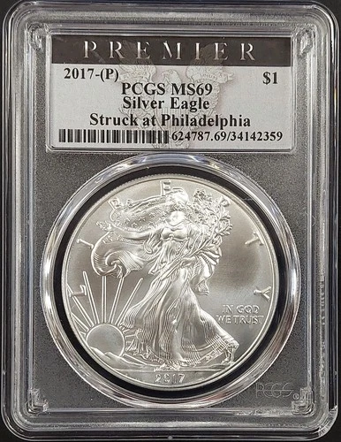 2017 (P) Silver Eagle certified MS 69 by PCGS! Struck at the Philadelphia Mint!