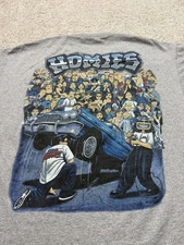 Vintage Homies Shirt XL Gray Mexican Lowrider Hip Hop Chicano David Gonzales