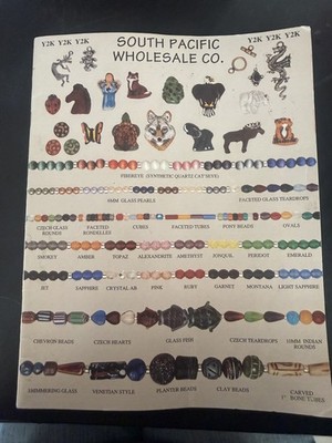 Vintage South Pacific Wholesale Co. Beads Catalog Guide Chart Stone Glass Wood