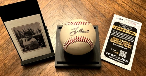 YOGI BERRA signed baseball JSA COA HOF Official League + card