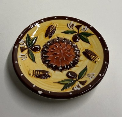 Terres Et Couleurs Garlic Ginger Grinding Plate 4.75  Bees & Floral Brown