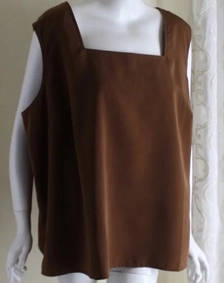 Susan Graver Style Sz 3X Brown Lux Look Shell Tank Top 100% Polyester