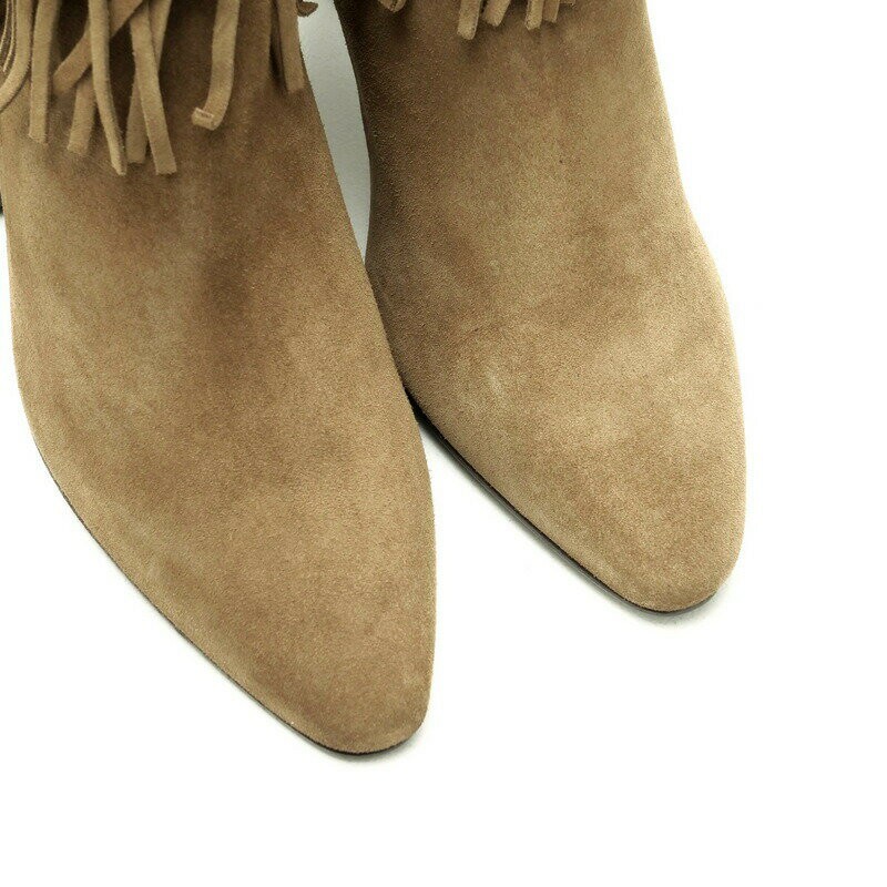 Saint Laurent Paris Short Boots Shoes EU 37.5 US 7.5 Suede Leather Brown Auth thumbnail 4