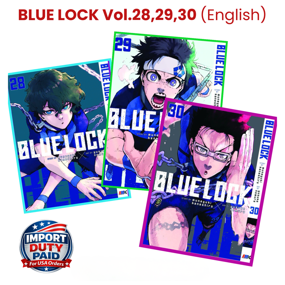 Blue Lock Manga Vol. 28, 29, 30 SET English Version Bluelock Comic