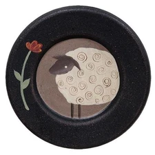 Wooden Sheep and Flower 6-inch Decorative Plate