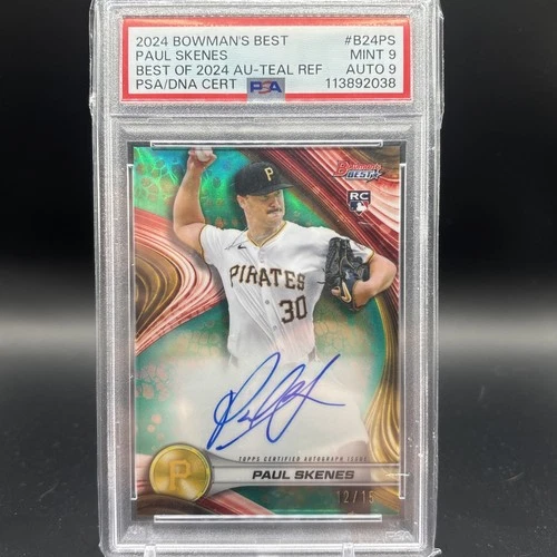 2024 Bowman's Best Paul Skenes Auto Teal Refractor /15 RC PSA 9