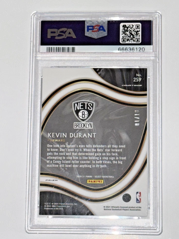 2020 SELECT KEVIN DURANT BLUE WHITE GREEN FLASH#259   COURTSIDE 1/10 PSA 9 POP 3 - Image 3 of 4