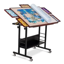  1500 Piece Tilting Puzzle Table with 5 Drawers & Cover, Adjustable Puzzle 