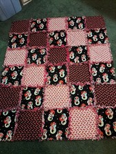 MINNIE MOUSE Rag QUILT w/flannel back Handmade 40 1/2" BY 49"