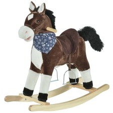 Kids Plush Ride-On Rocking Horse Toy Cowboy Rocker w/ Fun Realistic Sound