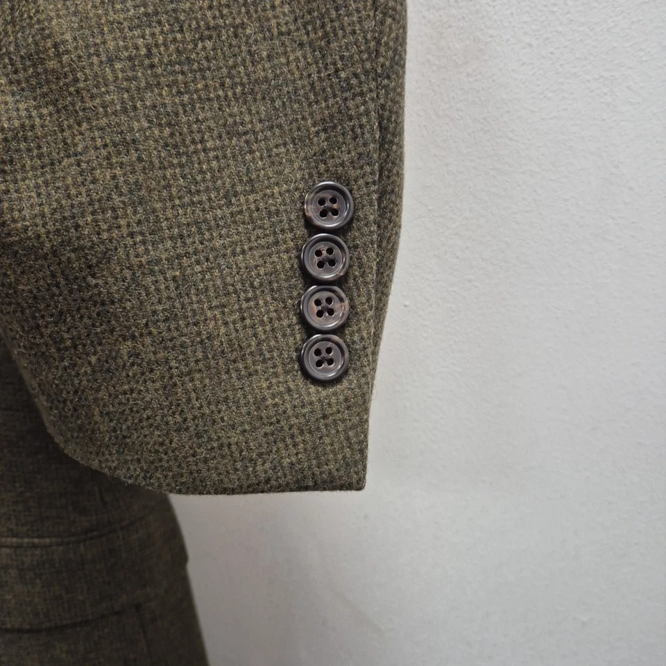 Chaqueta Blazer Ralph Lauren Polo Verde Espiga 100% Lana de Cordero Tweed Talla 40 Foto 4 de 4