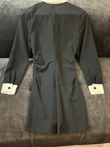 Vestido Camisa Zara Mujer XS Negro Crepé Mini Ajustado Acanalado Manga Larga - Imagen 9 de 10