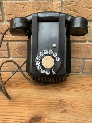 Schwarzes Vintage Bakelit Wand Wählscheibentelefon