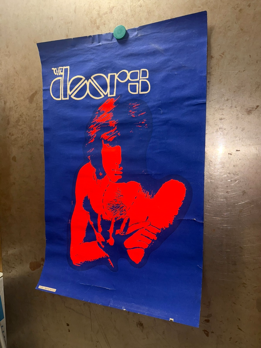 DOORS VINTAGE SILKSCREEN BLACK LIGHT POSTER 1960s DAMAGED SCREEN