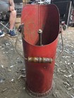 Red Metal Coal / Ash Scuttle Hod with Wood Handle, Metal & Wood Construction — photo 6