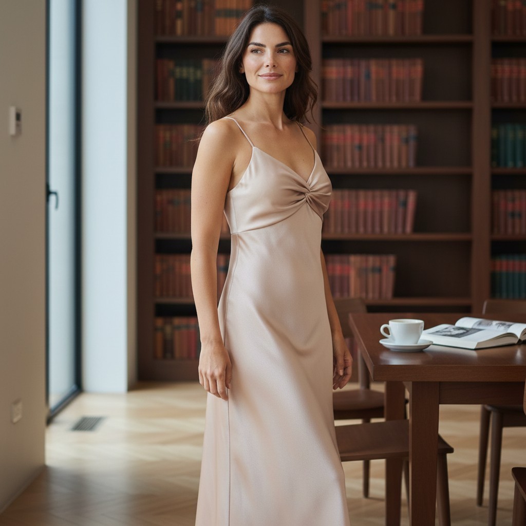 Vestido satinado mate champán talla grande nuevo con etiquetas