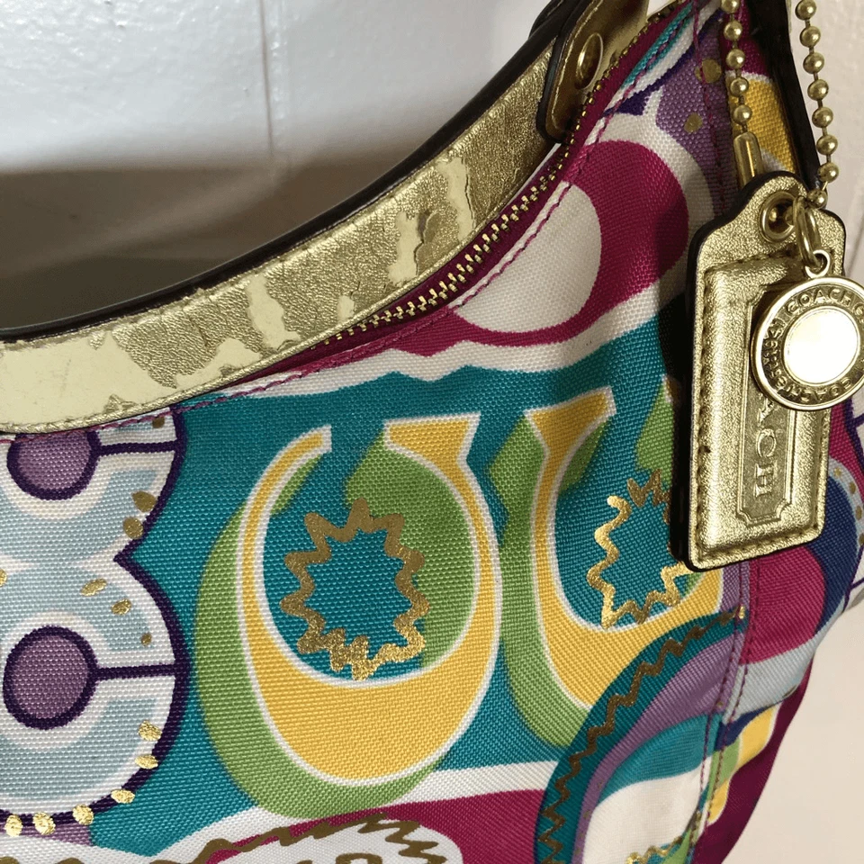 Bolso hobo Coach para mujer Poppy Pop C firma de un hombro multicolor mediano Foto 4 de 4